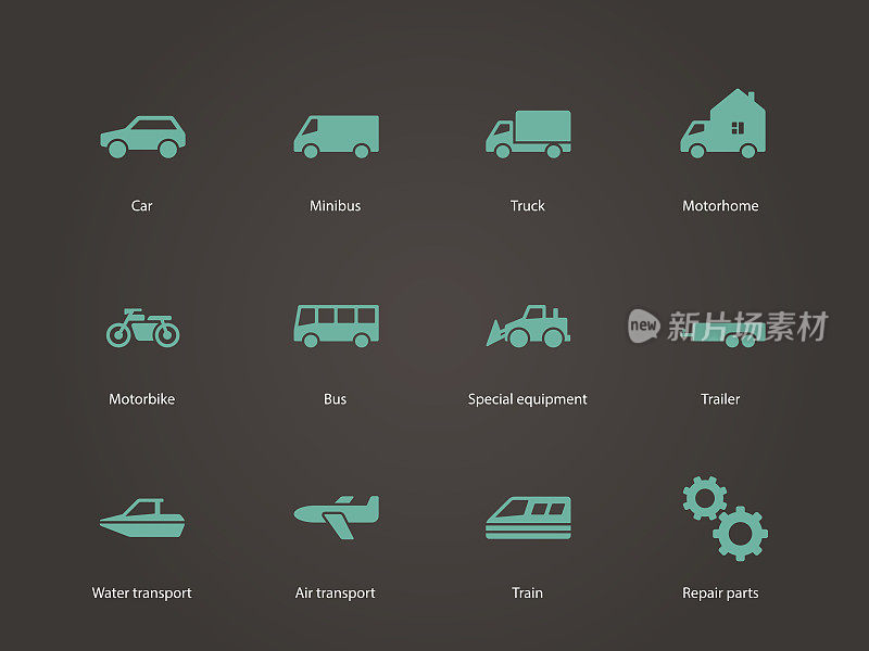 Cars and Transport icons.